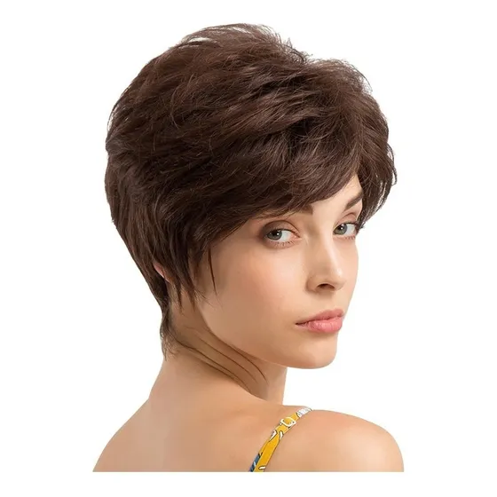 Peruca Natural De Cabelo Curto Com Corte Pixie Cut