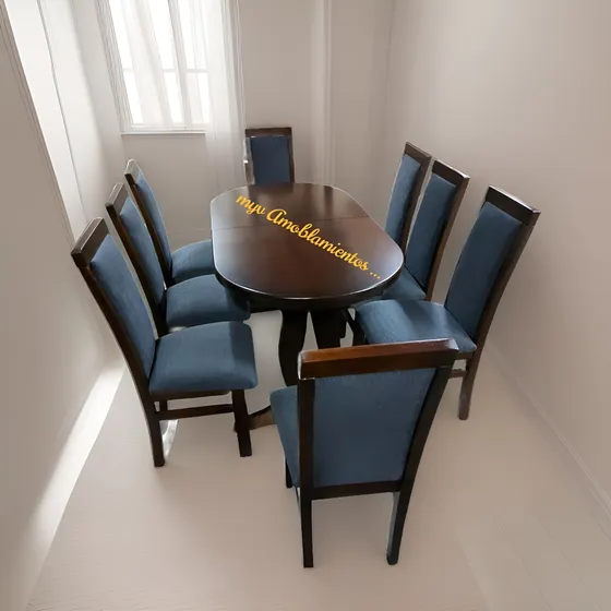 Juego De Comedor Extensible De 8 Sillas Madera..