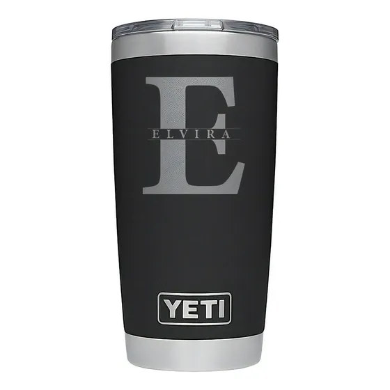 Termos Yeti Personalizados Para Regalar Grabado Láser Nombre Del Diseño Inicial Color Negro