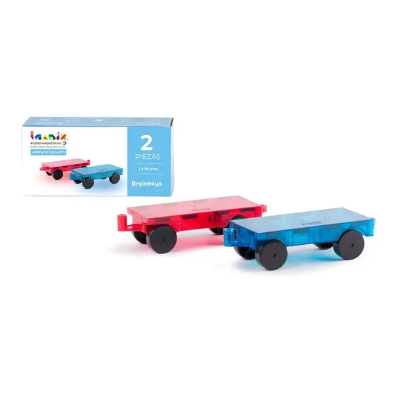 Imanix Set De Carros 2 Autos Imantados Azul Y Rojo