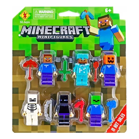 Set 6 Figuras De Acción Minecraft Con Accesorios