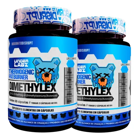 Kit 2x Dimethylex Stim Free Under Labz S/ Cafeína Cromo Kit 2x Dimethylex Stim Free 60 Caps
