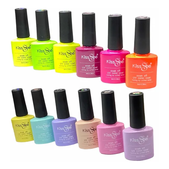 10 Esmaltes Lirio Gel Led Uv Seca Cabine Kit Unhas De Gel 