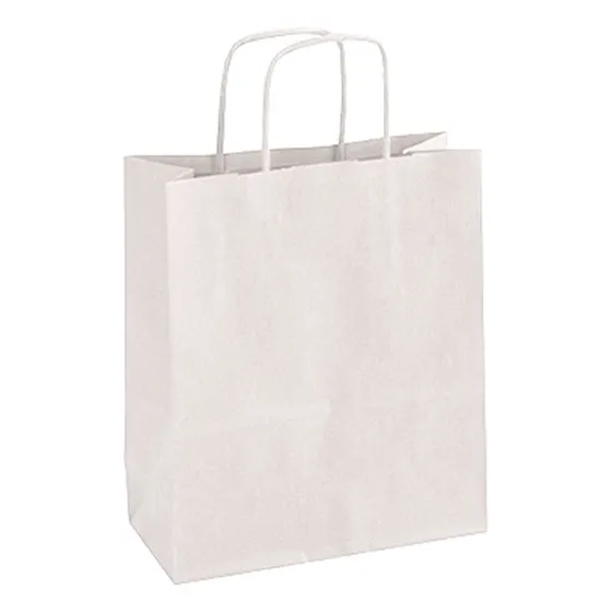 Bolsa Papel Blanco Con Manija 90gr 16x20x8 Cm X 12 Pcs
