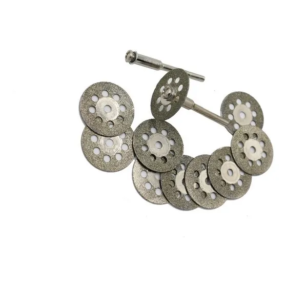 Kit 10 Discos De Corte Diamantado Dremel 22 Mm + 2 Vastagos