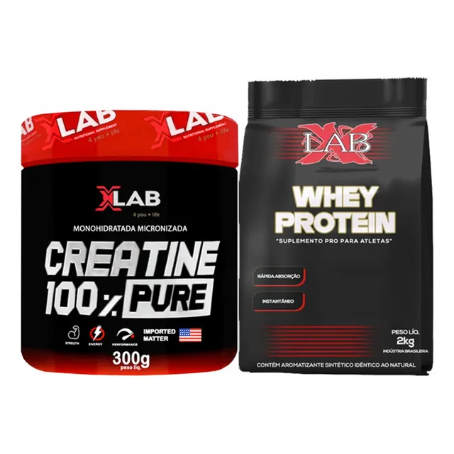 Kit Whey 2kg 100% Hardcore - Concen. C/ Creatina 300gr Pura