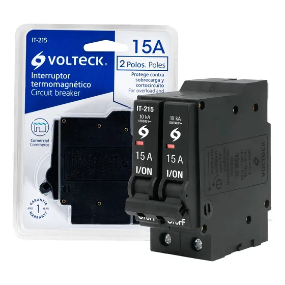 Interruptor Termomagnético 2 Polos 15 A, Volteck 46703