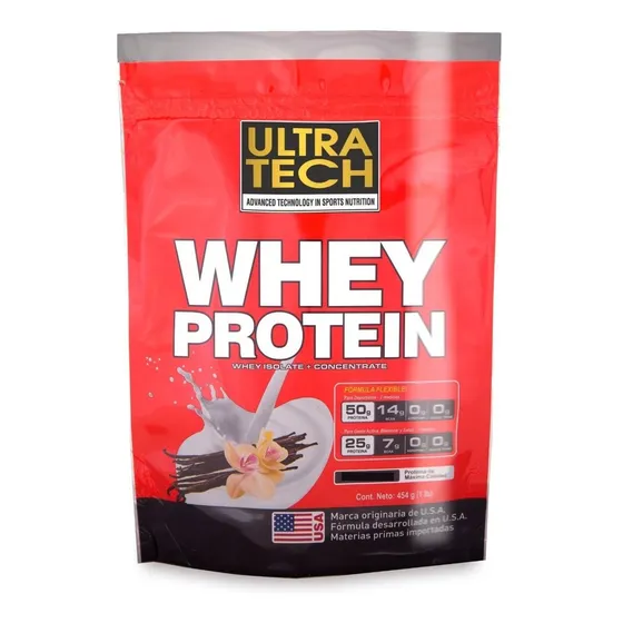 Whey Protein Ultra Tech X 454 G Proteína De Suero En Alta Concentración Suplemento Para Masa Muscular