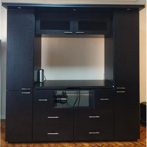 Mueble Modular De Living Comedor Tv Led Vajillero Con Ruedas