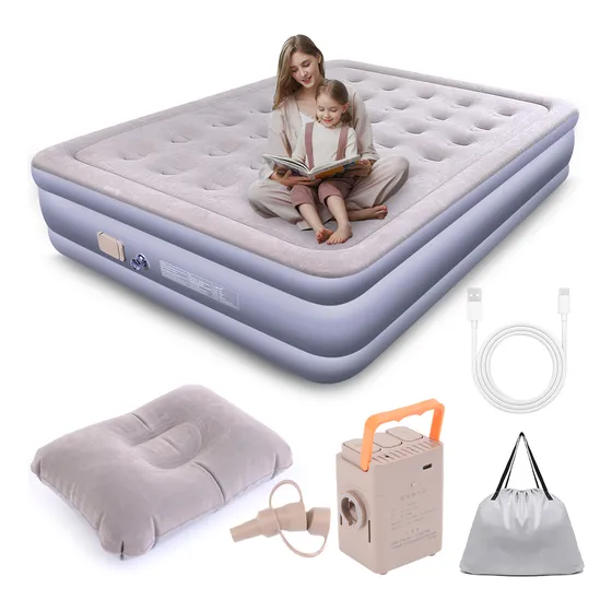 Colchón Inflable Queen Size + Bomba Inflable Cama Resistente