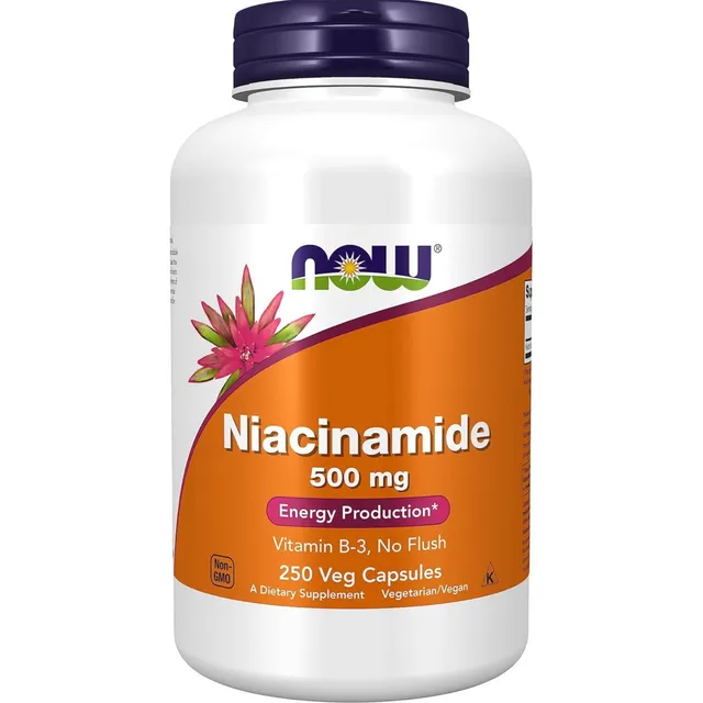 Vitamina B3 Now Niacinamida 500 Mg 250 Cápsulas Sabor Neutro