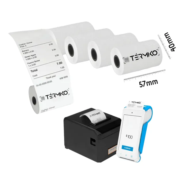 10 Rollos Papel Termico 57x40 Recibo Terminal Miniprinter 58