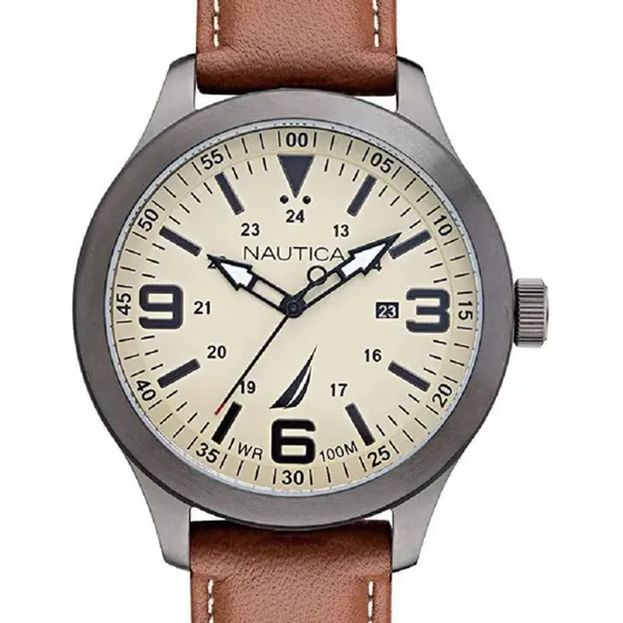Reloj Nautica Hombre Nappls018 Marrón Gris Amarillo