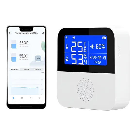 Controlador Temperatura Y Humedad Termostato Alarma App Tuya