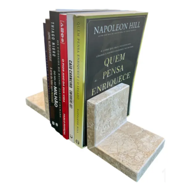 Organizador Porta Livros Apoiador Par Mármore Travertino 