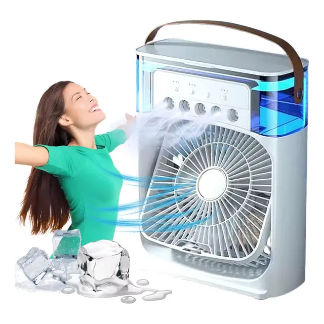Ventilador Umidificador Portátil Ar Condicionado De Mesa Led