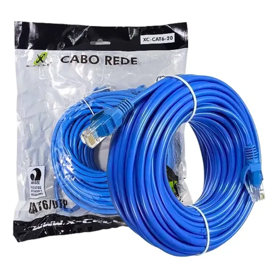 Cabo De Rede Cat6 20 Metros Rj45 Internet Gigabit Blindado