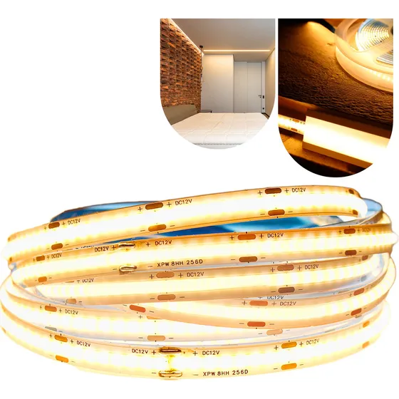 Fita Cob Super Led 5 Metros 320led/m 12v Ip20 Alto Brilho Bq Luz Branco-quente