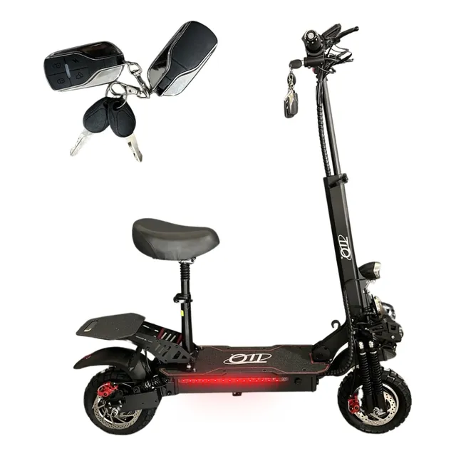 Scooter Eléctrico Tio Turbo Max Doble Motor 2800w Adulto Color Negro con acabados Rojos