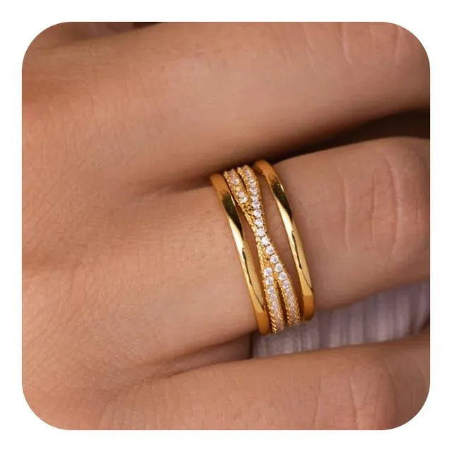 Sewyer Anillos Chapados En Oro De 14 Quilates Para Mujer, A.