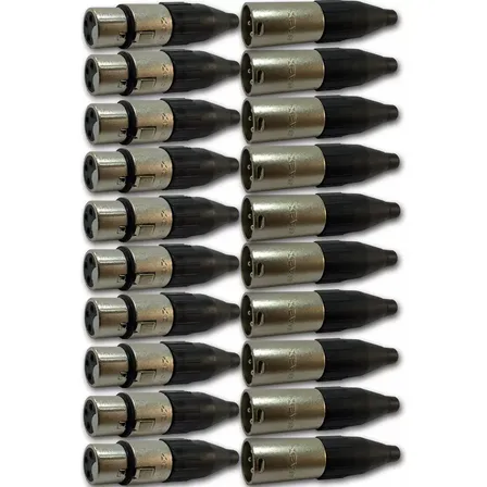 Kit 20 Conectores Xlr Macho/femea Canon Santo Angelo Sa2x Prata E Preto