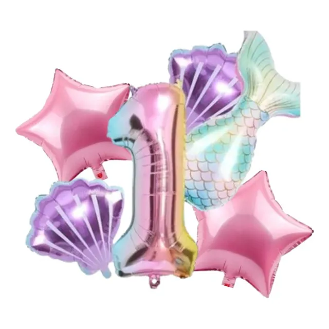 Globos Decorativos De Sirena + Número Tornasol
