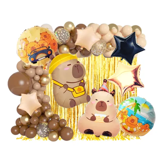 Combo Globos De Cumpleaños Capibara Kit Completo Chocolate Capibara