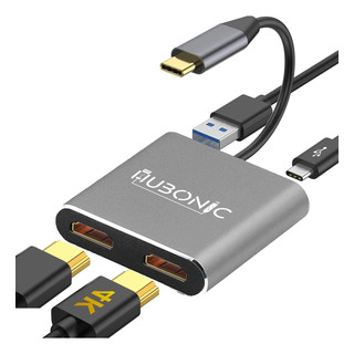 Hub Adaptador Usb C Para Duplo Hdmi Dois Monitores 1080p 4k Hub Adaptador Usb C Para Duplo Hdmi Dois Monitores 1080p 4k
