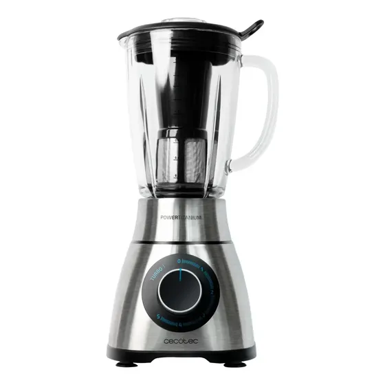 Cecotec Licuadora Power Black Titanium 2000MAX PerfectMix. 1300W Máxima Potencia, Cuchilla con Recubrimiento de Titanio Negro, 1,8L, Filtro
