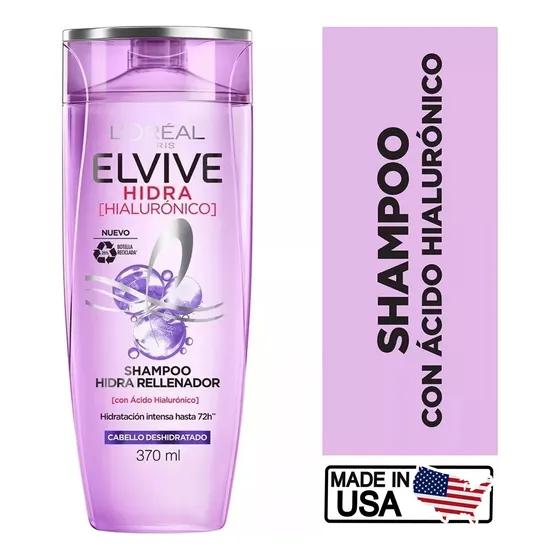 Shampoo Loreal Paris Elvive Acido Hialuronico 375ml 72 Horas