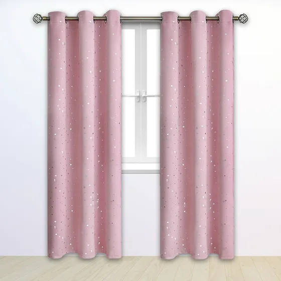 Cortina Niña Niño Semi Blackout Casatua 2 Paños 140x220 Cm Color Rosado claro