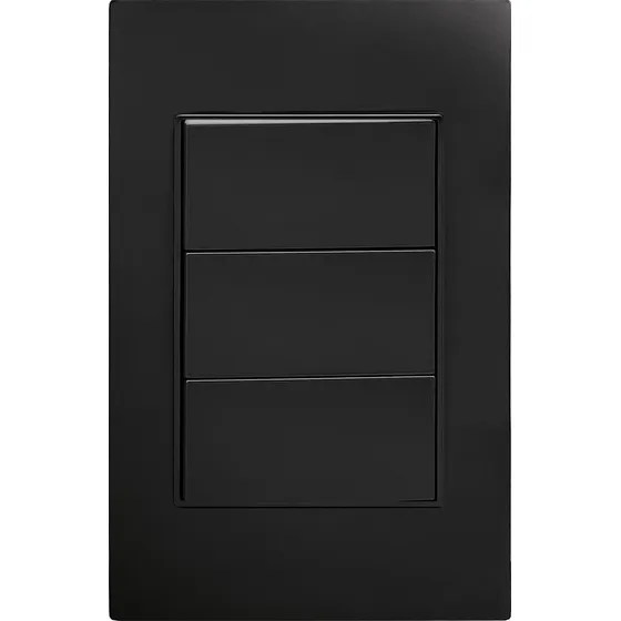 Kit 4 Pzas Placa Negra Apagador De 3 Interruptores 3 Vías 15 A 277v Negro