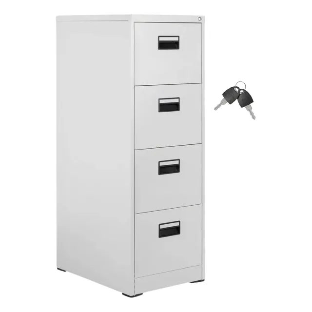 Archivero Metálico De 4 Gavetas Seguridad Oficina 2 Llaves Color Gris claro