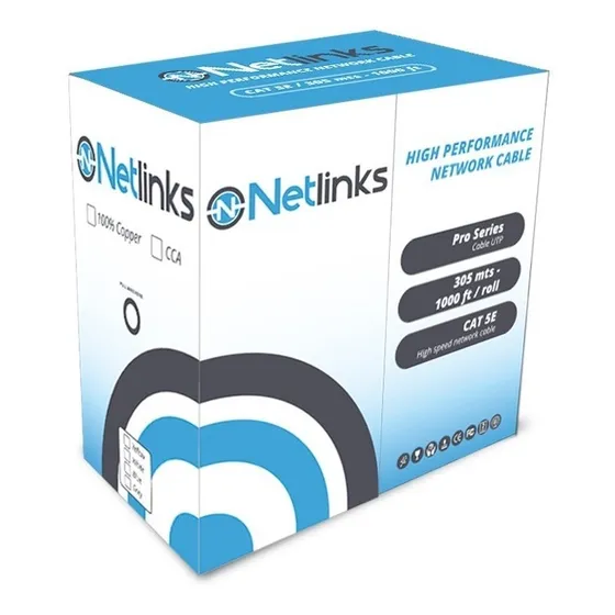 Cable Utp Bobina 305 Mts Cat 5e Netlinks Redes Cctv Internet