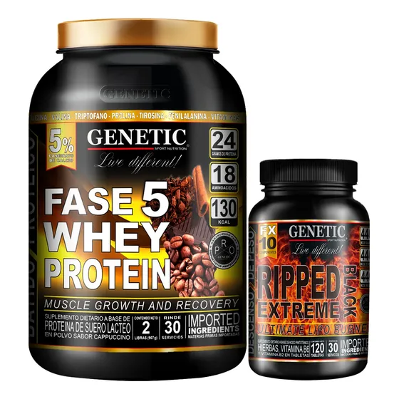Whey Ripped Genetic Fase 5 Fuerza 100% Quemagrasa Definitivo