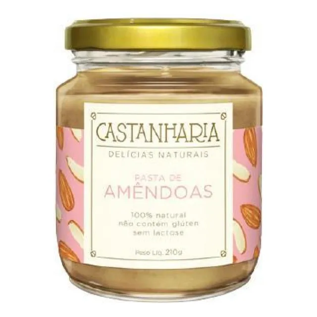 Kit 2 Pasta De Amêndoas Zero Açúcar Vegan Castanharia 210g
