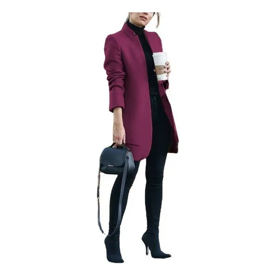 Blazer De Invierno Para Mujer, Gabardina Frontal Abierta