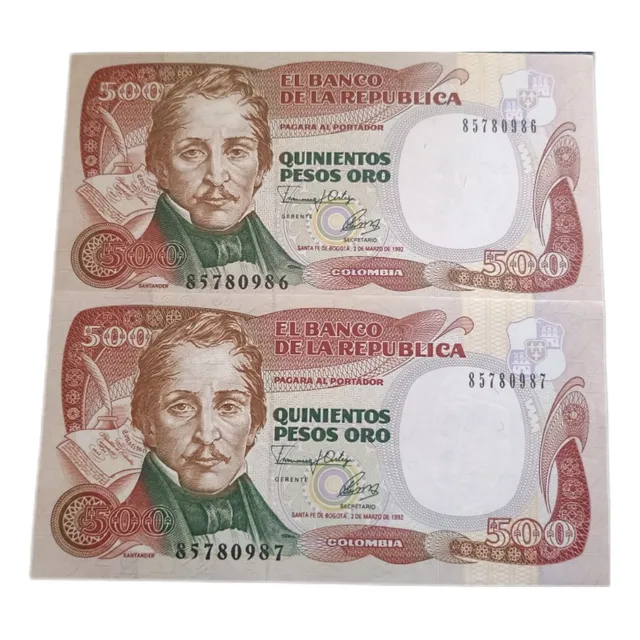 Colombia Dúo 500 Pesos Oro 1992 Sin Circular Unc