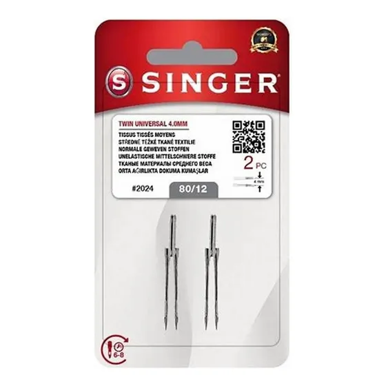 Aguja Singer Doble 4mm Blister 2 Unidades