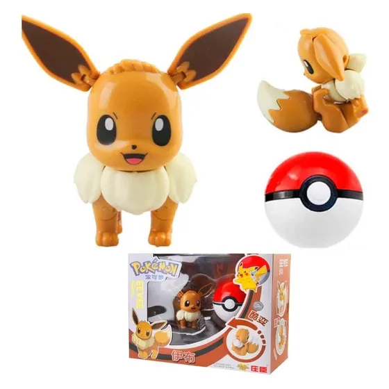 Juguete Eevee Con Pokebola Articulable Pokémon 8cm Original