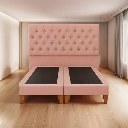 Cama 2 Plazas Tapiz Rosa Barbie Gamuza Reforzadas 300kg Rosa Chicle Gamuza Premium Capitone