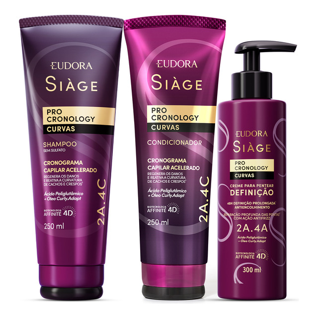 Combo Siàge Pro Cronology Curvas: Shampoo 250ml + Condiciona Combo Siàge Pro Cronology Curvas: Shampoo 250ml + Condiciona