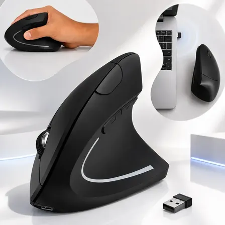 Mouse Vertical Ergonômico Recarregável Sem Fio Bluetooth Led Usb 2.4g 1600 Dpi Silencioso Portátil
