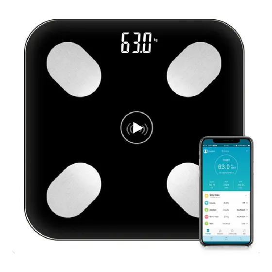 Peso Balanza Inteligente Bluetooth Bascula Corporal Vidrio