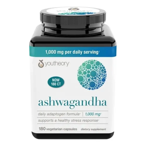 Youtheory Ashwagandha 1000mg Con Ksm-66 180 Cápsulas Ginseng