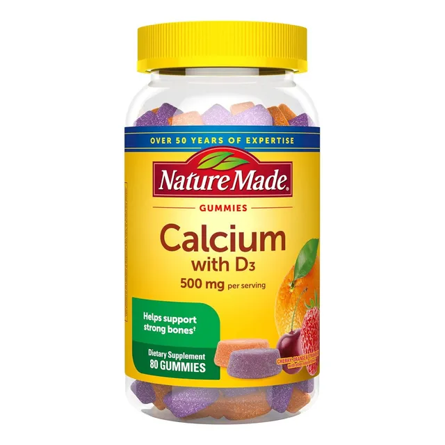 Nature Made Calcio 500 Mg Con Vitamina D3 80 Gomitas Sabor Cereza Naranja Y Fresa