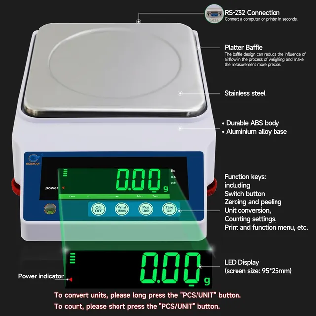 Báscula De Laboratorio Precisión 5000g X 0.01g Puerto Rs-232