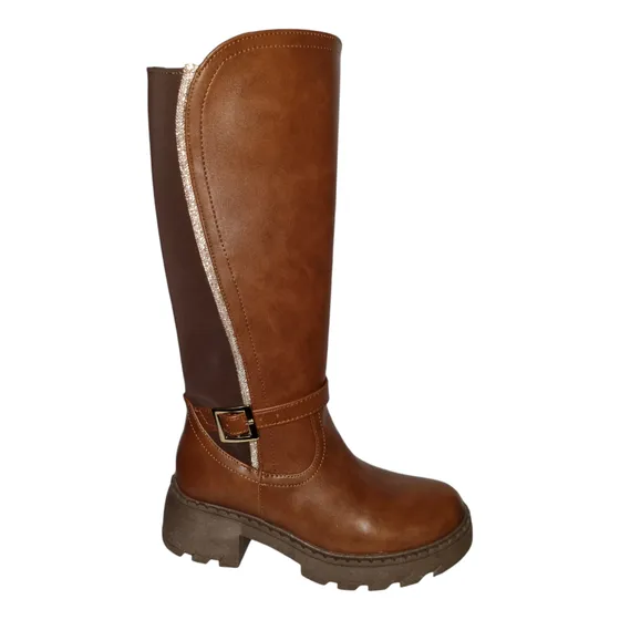 Bota Alta Mujer Plataforma Brillos Moda Casual Invierno