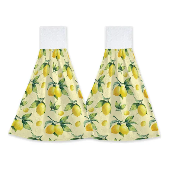 2 Toalla Mano Amarilla Lazo Fruta Limon Secado Rapido