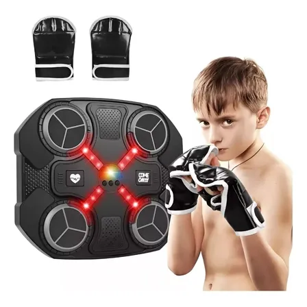 Máquina De Boxeo Musical Recargable Bluetooth Luces Guantes